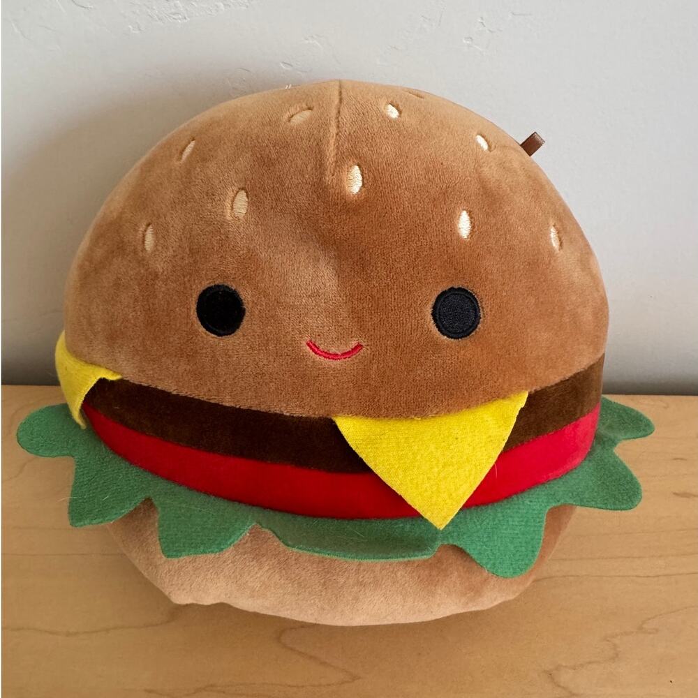Authentic Squishmallows Carl the Cheeseburger Plush Toy –Food Squad Collectible